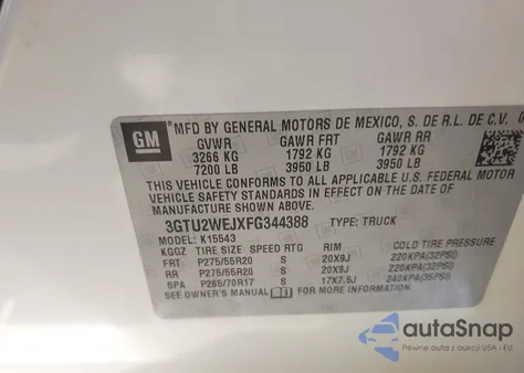 2015 GMC Sierra 1500 Denali from USA, damaged, VIN 3GTU2WEJXFG344388